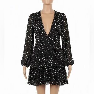 Elegant Black Polka Dot Dress NWOT
